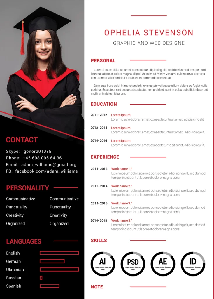 CV and cover letter free PSD template