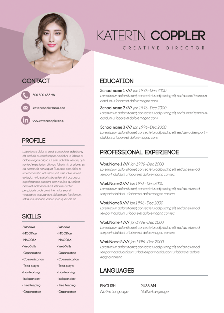 Professional CV templates for teenagers free PSD