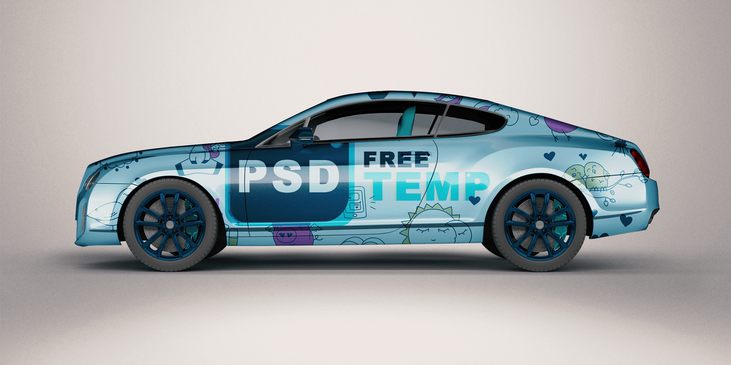 Car decal free PSD mockup