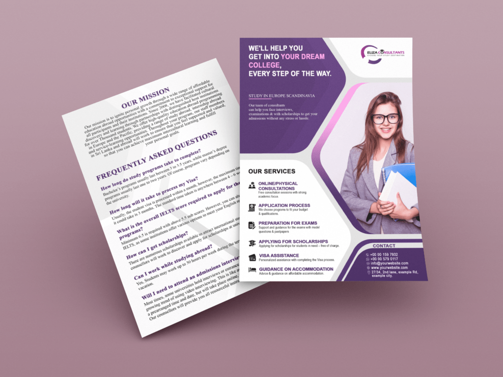 Leaflet for consultancy services and business PSD template