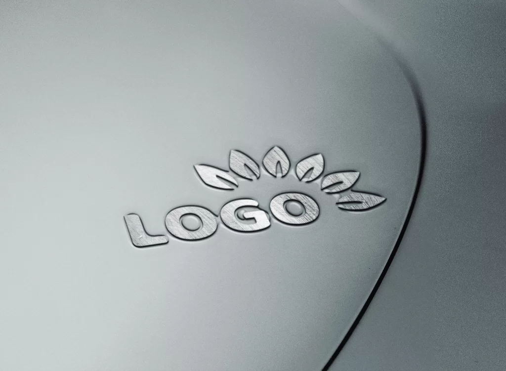 Metal engraved logo mockup PSD template