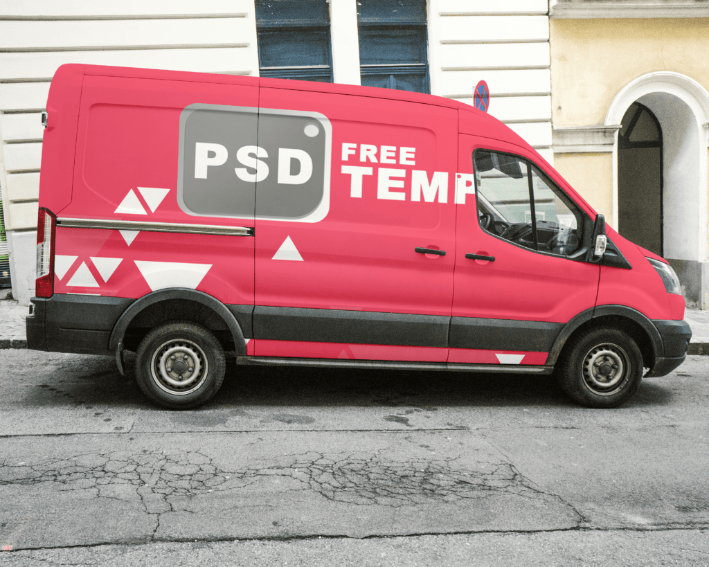 Delivery van mockup free PSD template