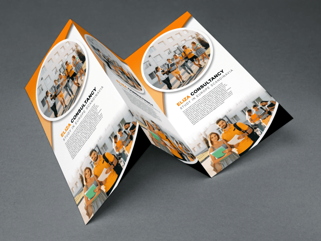 Tri fold brochure mockup PSD template