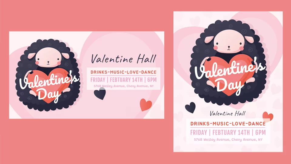 Valentines day flyer free PSD template